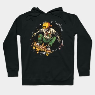 skeletal riding Skateboard pizza Hoodie